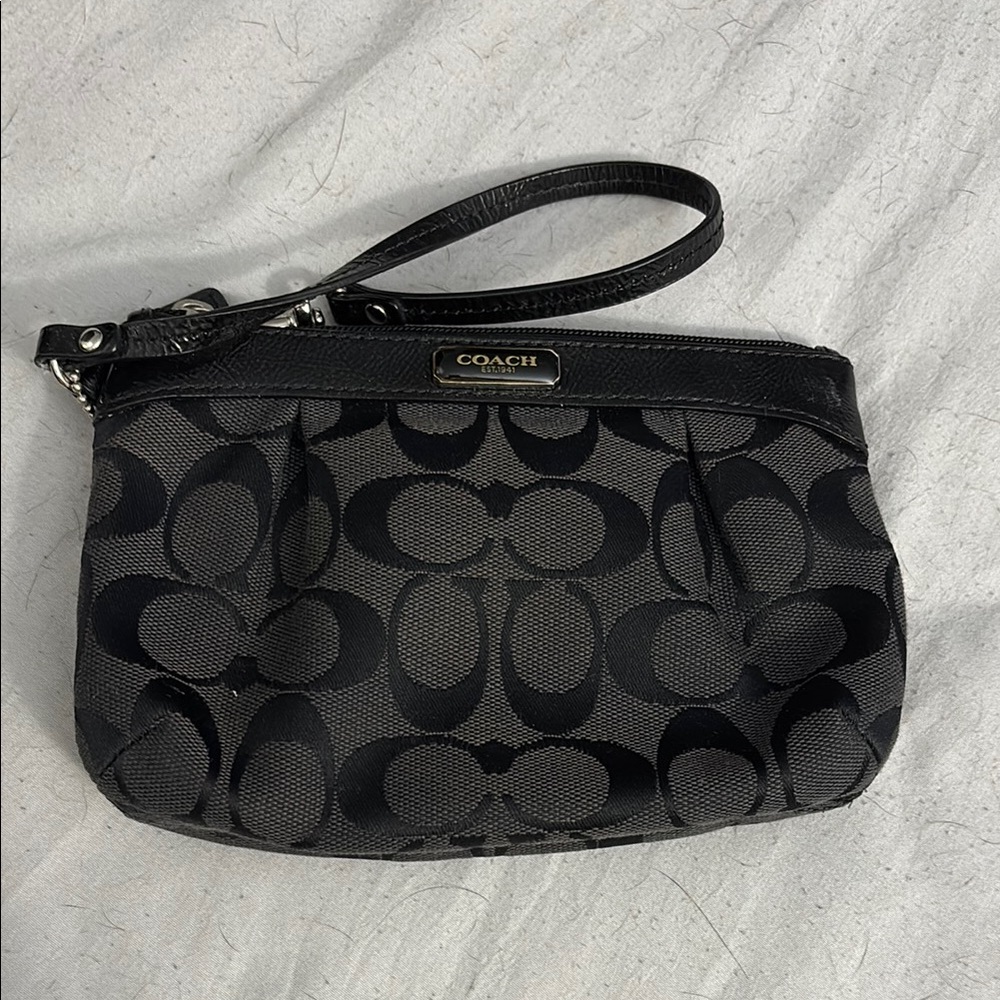 Coach Black Signature Clutch Wristlet